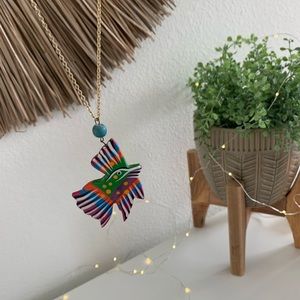 🪴$5/25🪴 Vintage Multicolor Wood Bird Pendant Necklace Hand Crafted